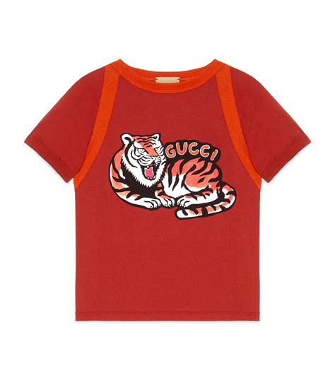 children's gucci logo t-shirt with tigers|Children's cotton T.